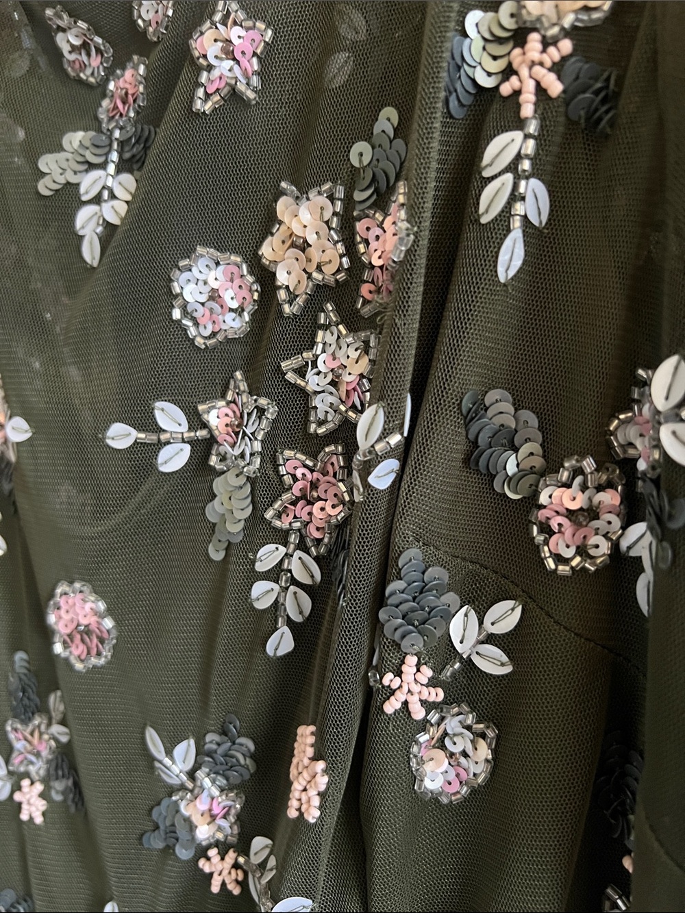 Adrianna Papell Olive Green Mother of Bride Embroidered Floral Maxi Dress - Picture 2 of 5